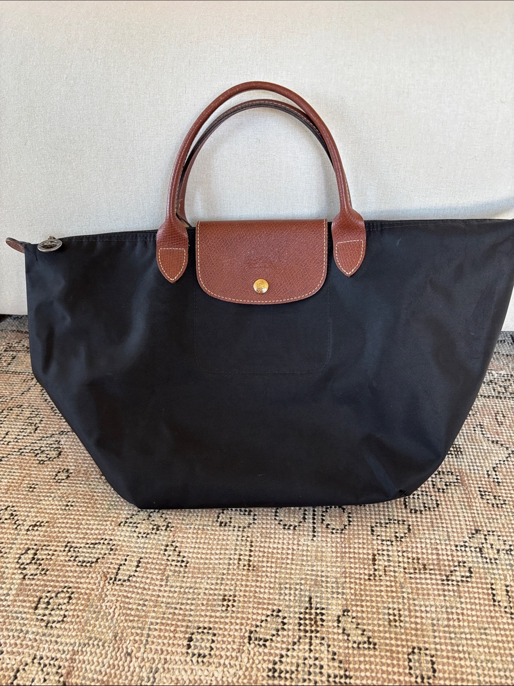 Longchamp le Pliage black nylon bag tote